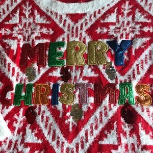 Ugly Christmas sweater 100% acrylic with metallic accents